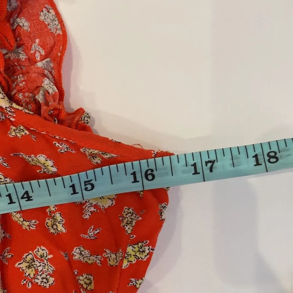 Forever 21 Floral Scoop Neck Cap Sleeve Baby Doll Top EUC Sz Sm Rayon Tie Front - Image 9