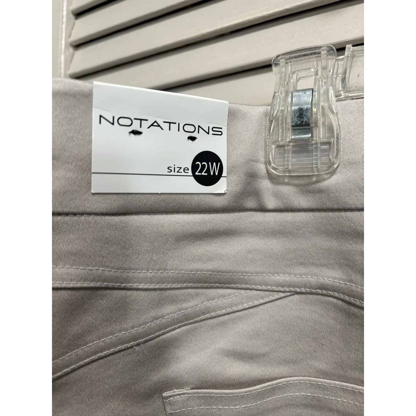 Notations  Khaki Beige Capri Skimmer Elastic Waist High‎ Rise Size 22 Pull On NWT - Image 5