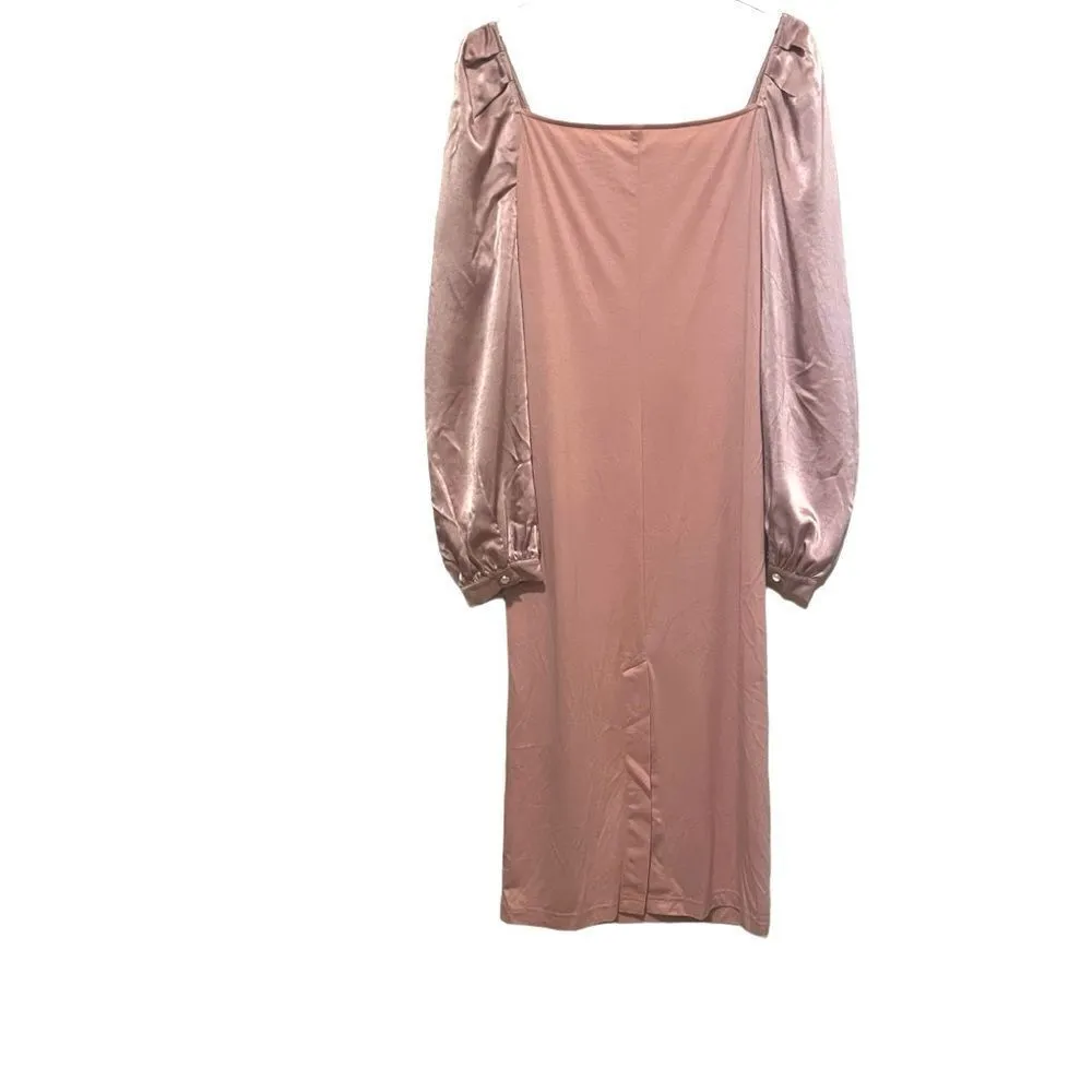NAP‎ Loungewear Square Neck Puff Sleeve Midi Dress in Pink Size Medium - Image 9