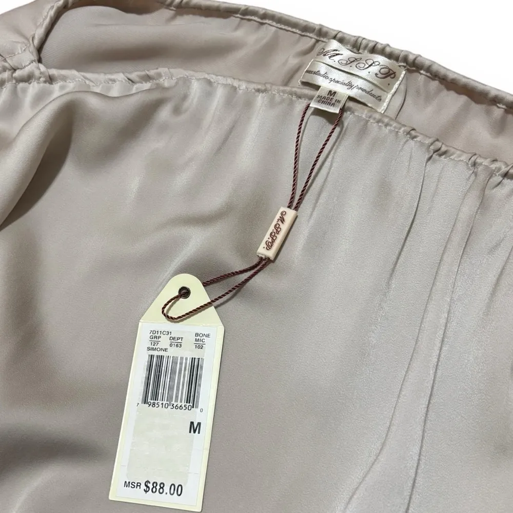 NWT Max Studio Nude Taupe Cold Shoulder Loose Cinched Waist Blouse - Size Medium - Image 8