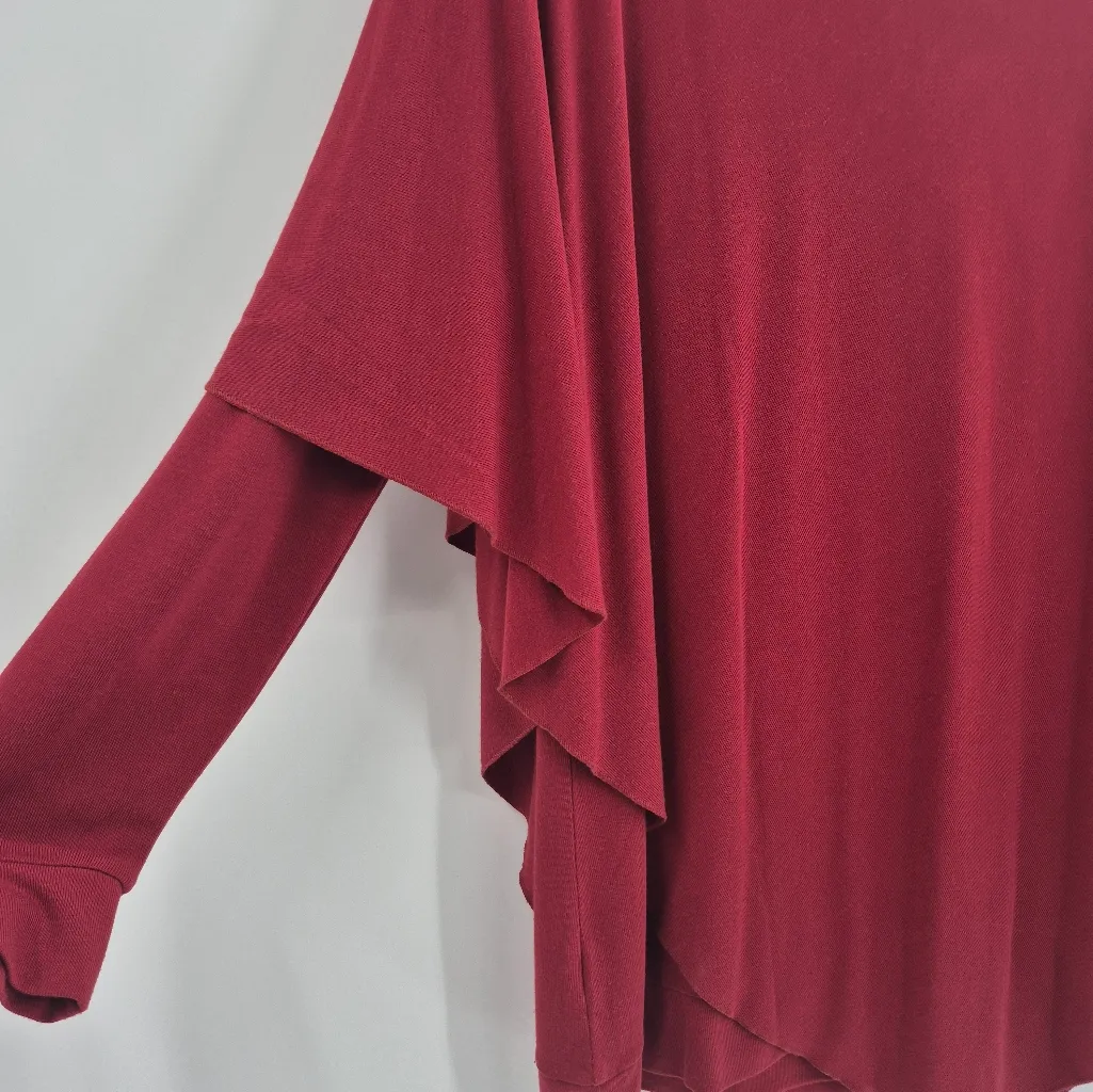 Soft Surroundings Deep Red Madeline Tunic with Cape Like Overlay On 1 Side - Image 7