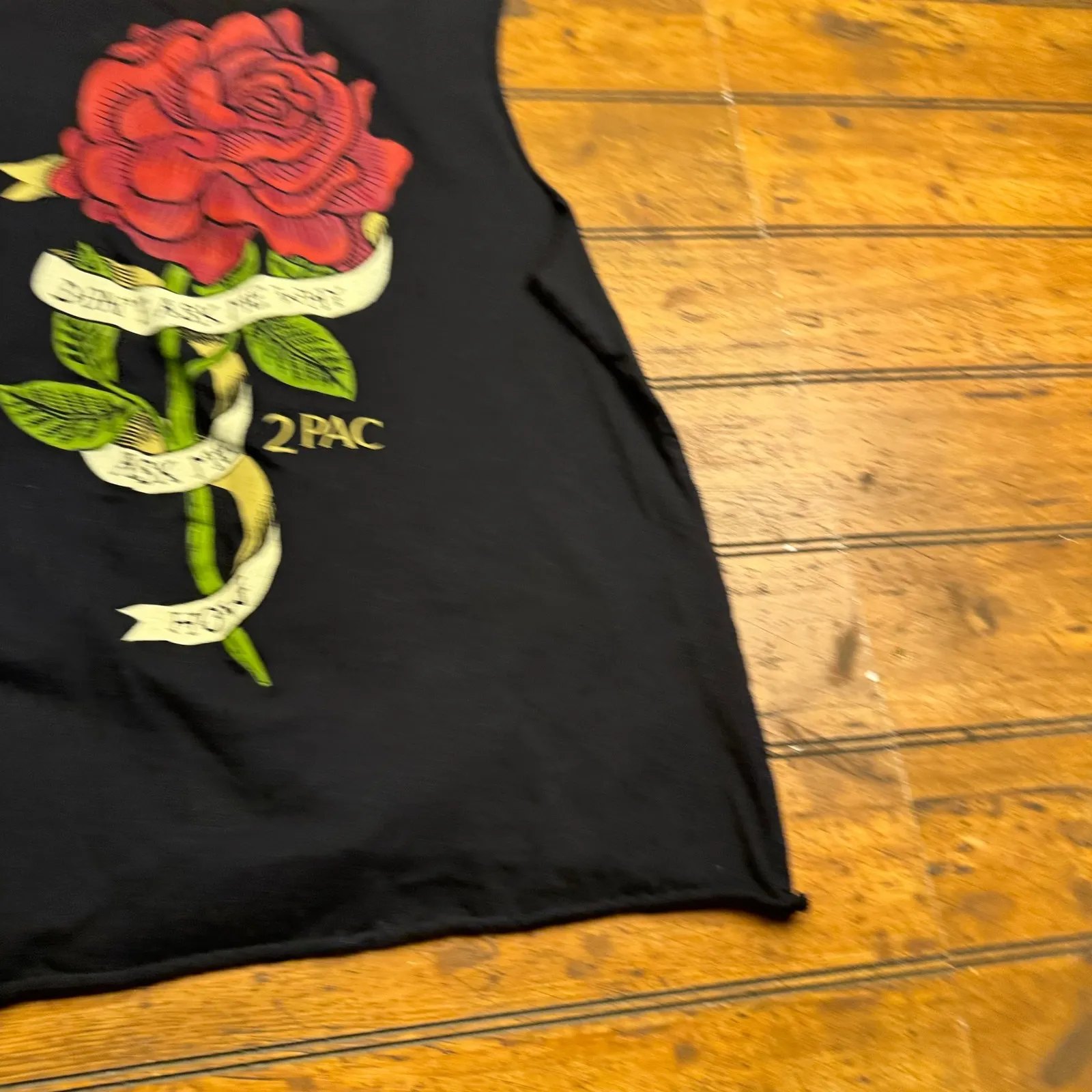 2PAC Black Sleeveless Lace Up Front Graphic Tank Top T Shirt Size L Size L - Image 4