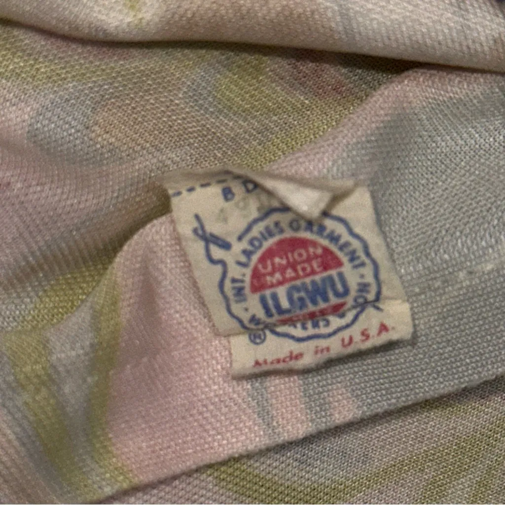 Leslie Fay Vintage 60’s 70’s Womens 4 6 Psychedelic Marbled Pink Blue Maxi Dress - Image 7