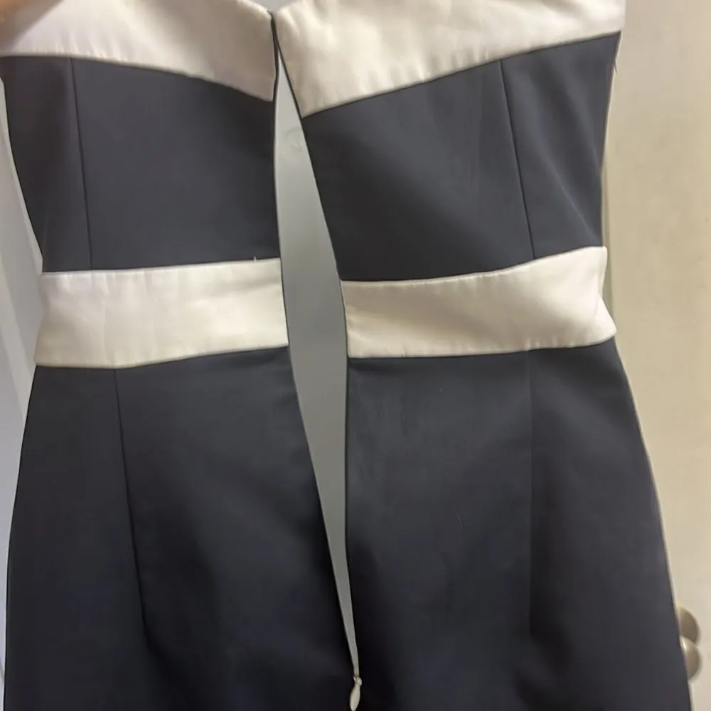 Milly Navy White Strapless Zip-Up Dress Gold-Tone Chain Nautical Mini-Size 4 - Image 10