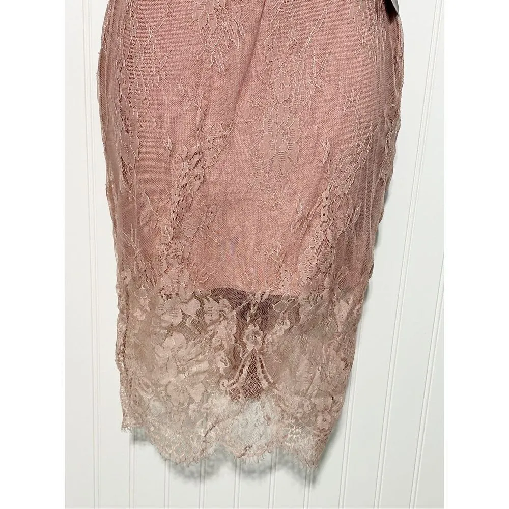 PoshShop Sheer Lace Sleeveless Sheath‎ Dress Caged Neck Blush Pink Extra Small Size XS - Image 2