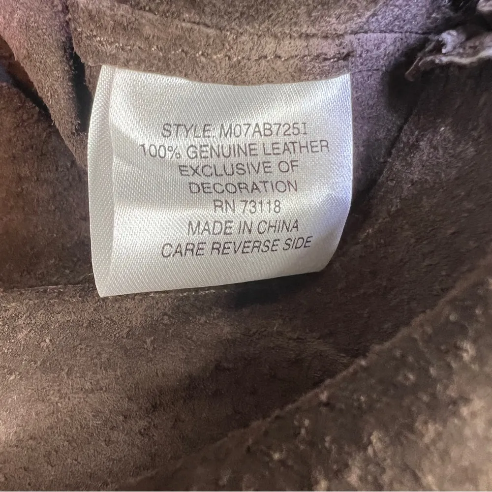 Dressed by David Dart Large Brown Embroidered 100% Genuine Leather Button Jacket - Image 13