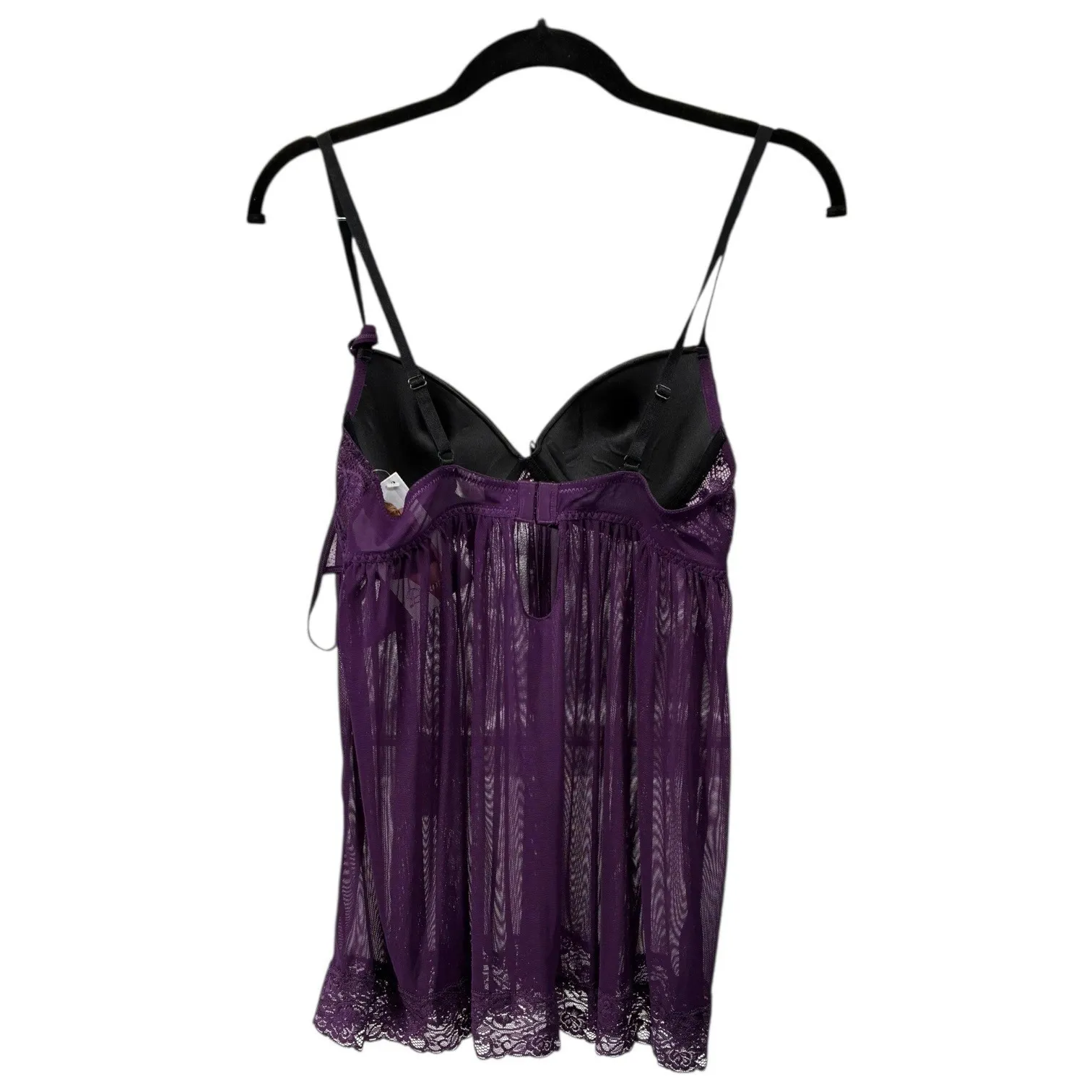 Dreamgirl 11020 Plum Lace Babydoll Lingerie Set Size Small Coquette Sexy Gift - Image 5