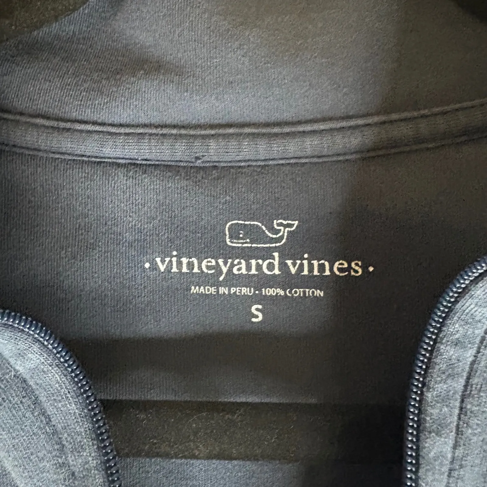 Vineyard Vines Shep Shirt Pullover Small Navy Cotton Whale‎ Logo Quarter Zip - Image 3