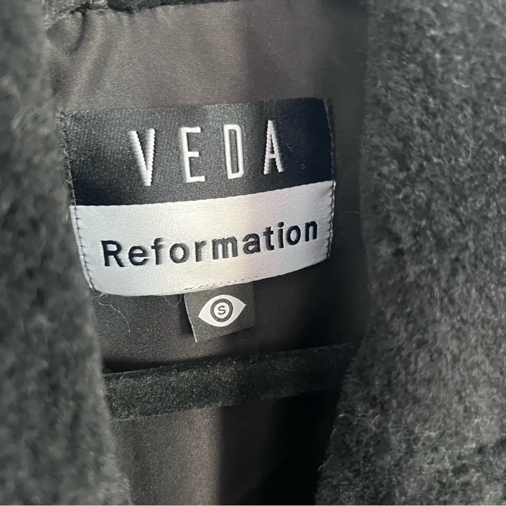 Reformation Veda Park Tie Waist Leather Jacket Shearling Sz S - Image 4