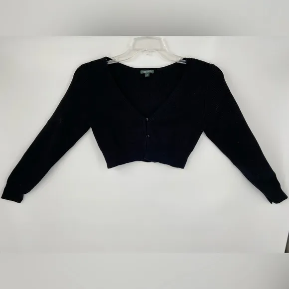 Wild Fable, Long Sleeve, v - neck, Cropped Black Sweater, size‎ M - Image 2