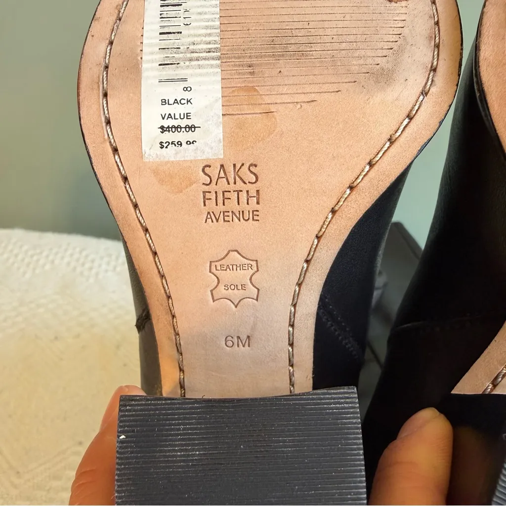 Saks Fifth Avenue Sammie Black Leather Knee High Boots Sz 6 New and Unworn - Image 14