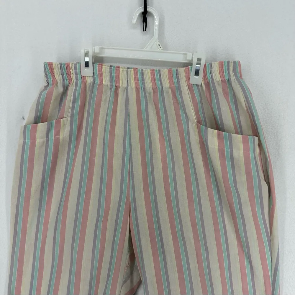 Briggs 80’s Casual Striped Long Shorts Womens Large Pastel Multicolor - Image 2