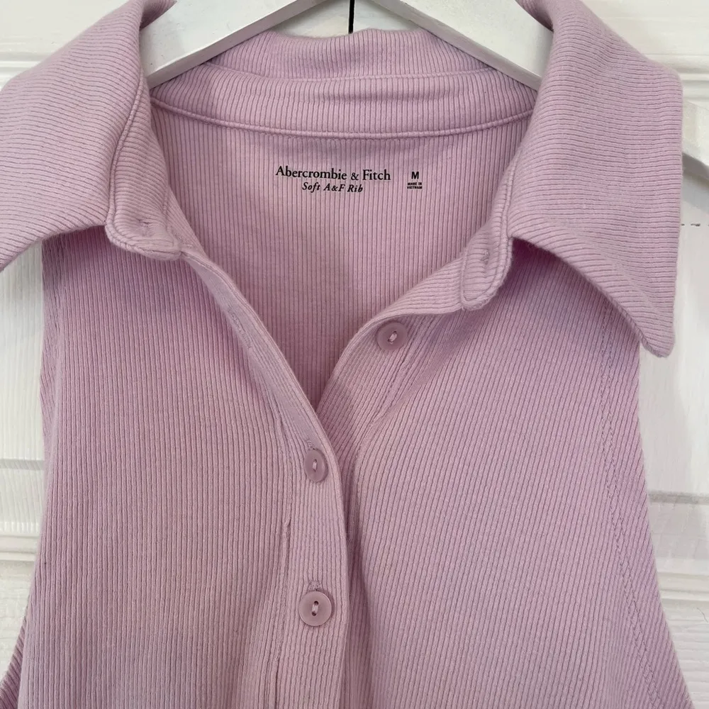Abercrombie & Fitch Women’s Bodysuit Soft A&F Ribbed Sleeveless Polo Pink Size M - Image 3
