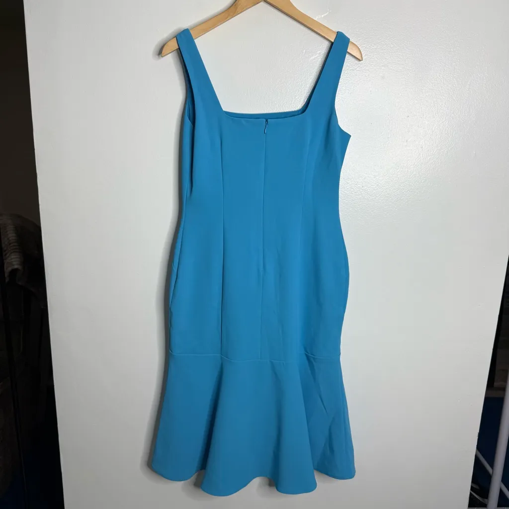 NWT Ann Taylor Square Neck Hi Low Flare Dress In Blue Style 608605 Size‎ 4 - Image 9