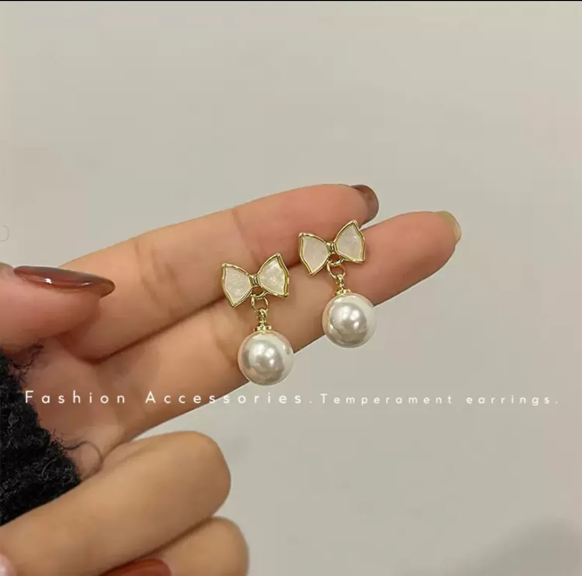 Gold Plated Pearl Earrings - Image 2