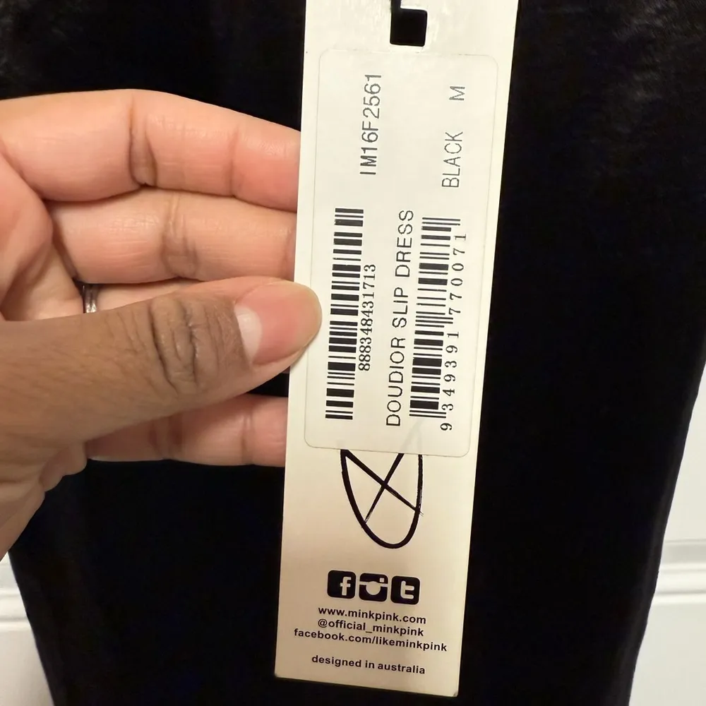 NWT MINKPINK V-Neck Strappy Black Boudoir Satin Slip Mini Dress Size M - Image 6