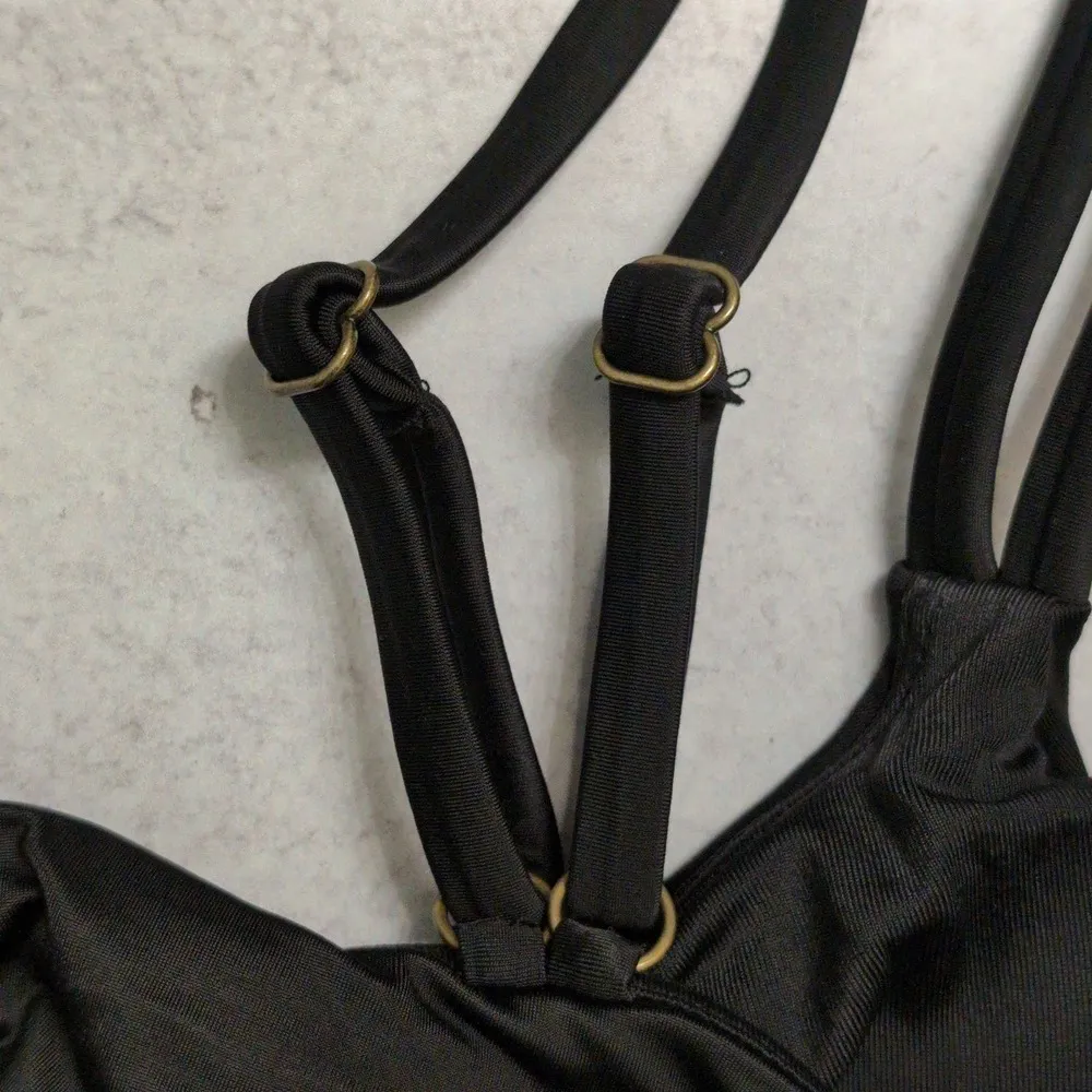 Andie The Rockaway Top Black Eco Nylon Bikini Swimwear Bathing Suit Size S New - Image 3