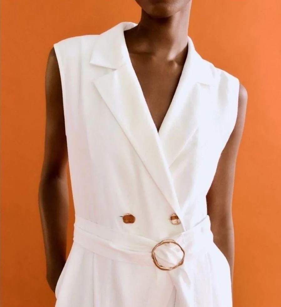 Zara off-white Belted Wrap Jumpsuit BLOGGERS
FAV! NWT - Image 3