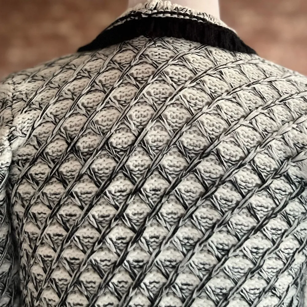 Romeo + Juliet Couture Cardigan Black White Open Front Chunky Sweater XS - Image 11