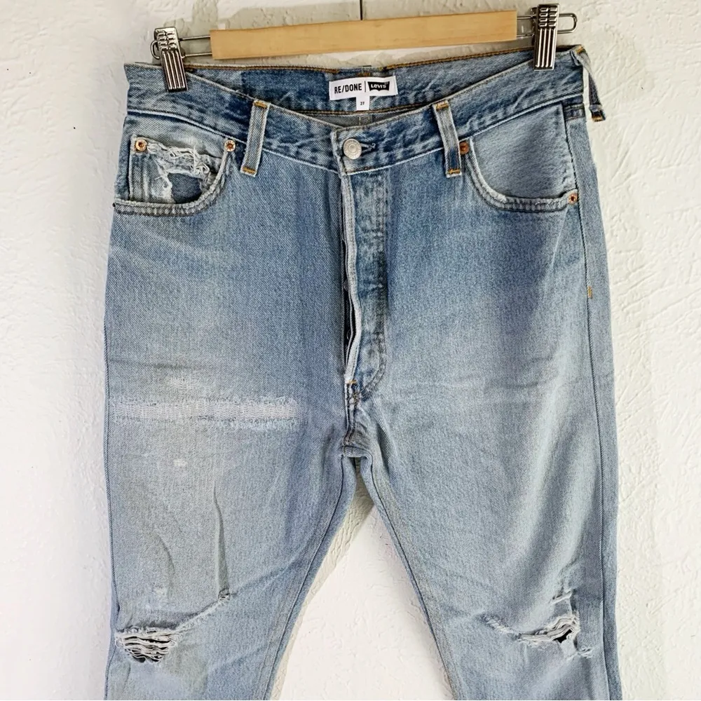 Re/done Reconstructed Levi’s Ripped Destroyed Straight Skinny Jeans Sz 27 - Image 2