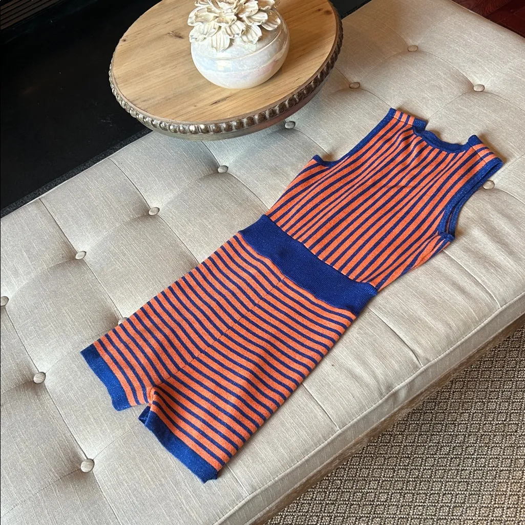 De Lovest on December Orange/Blue Striped Romper Size Small Blue - Image 8