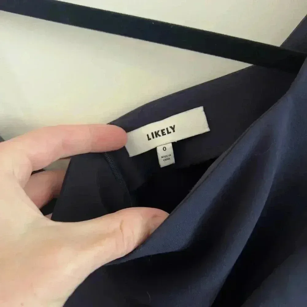 94 Likely One Shoulder Navy Blue Dress Size 0 - Image 5