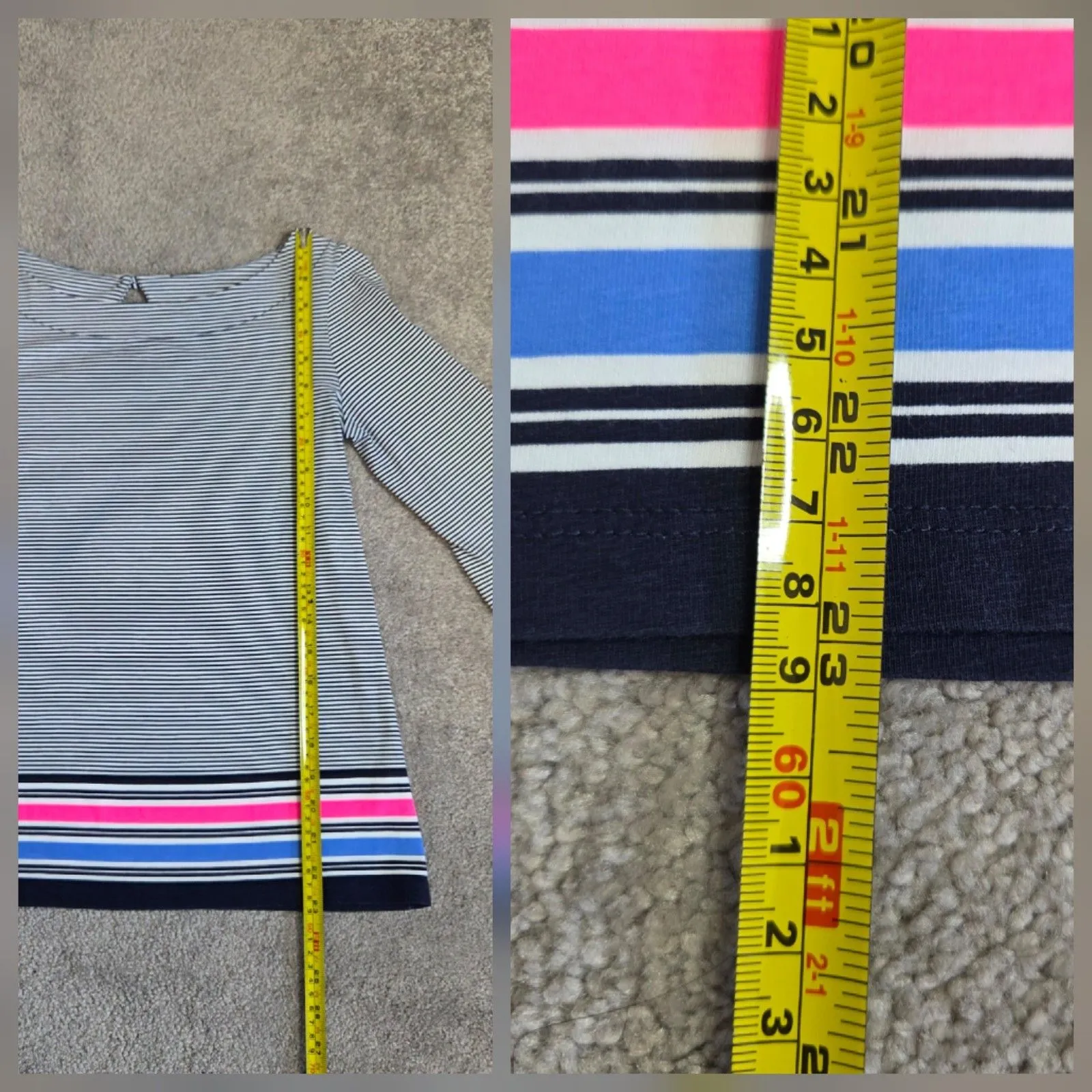 Lilly Pulitzer True Navy Bayside Stripe Waverly Blouse Sz X Small Beach Coastal - Image 9