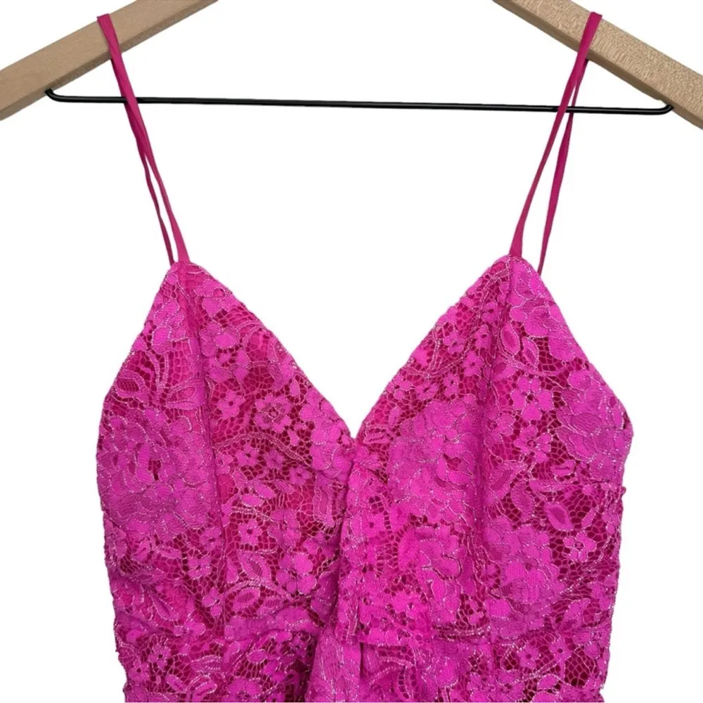 NBD X Revolve Marvin Hot Pink Fuchsia Lace Ruffled Mini Dress XSmall - Image 4