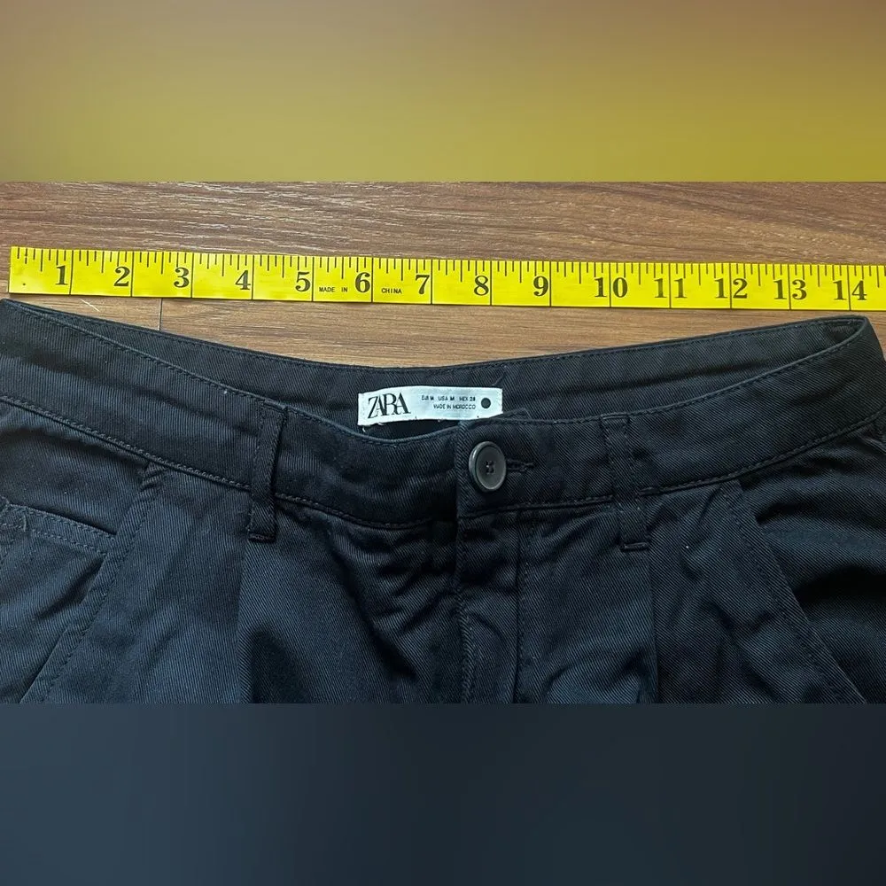 Zara Front Pleated Relaxed Fit Cropped Pants Size M - Image 5