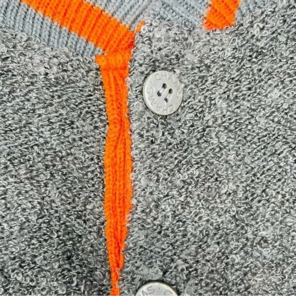 Vintage chams de baron felt type letterman style jacket / cardigan small Orange - Image 4
