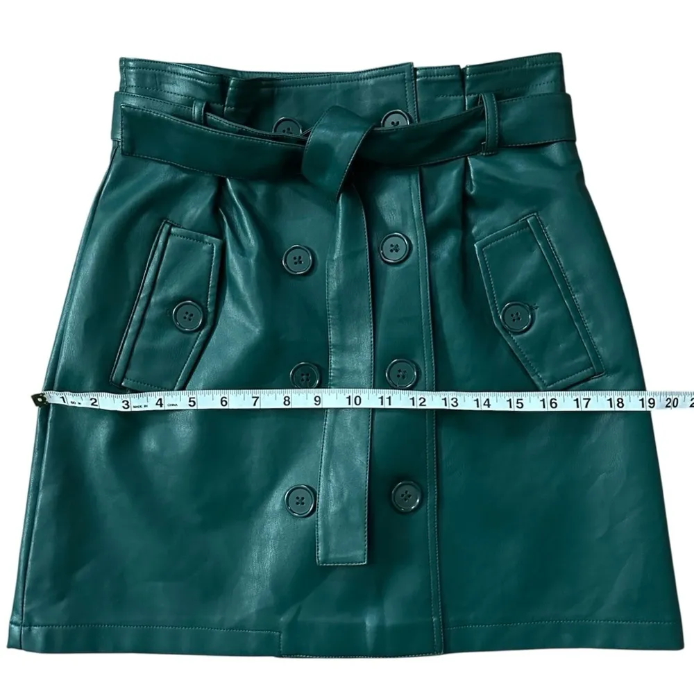 Forever 21 Faux Leather Wrap Belted Mini Skirt Green Size Medium - Image 7