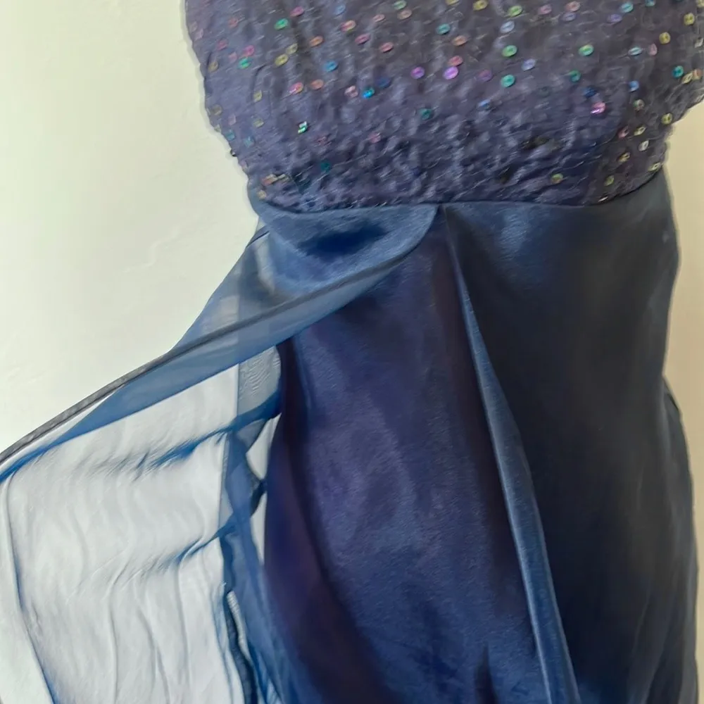 Vintage 90s Prom Dress Blue Size XS - Image 7