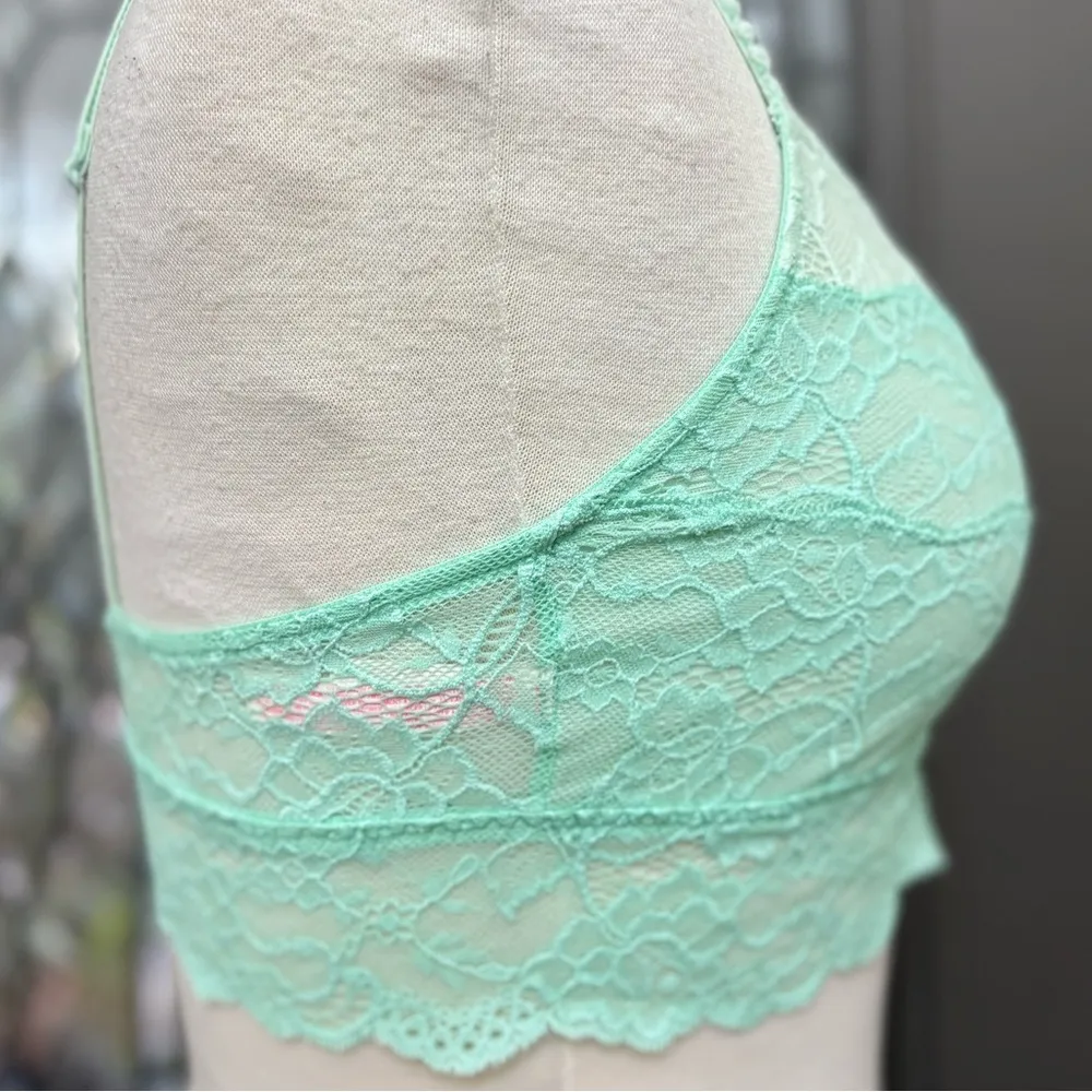 PINK Victoria's Secret Two Toned Mint Lace Bralette Size Large - Image 3