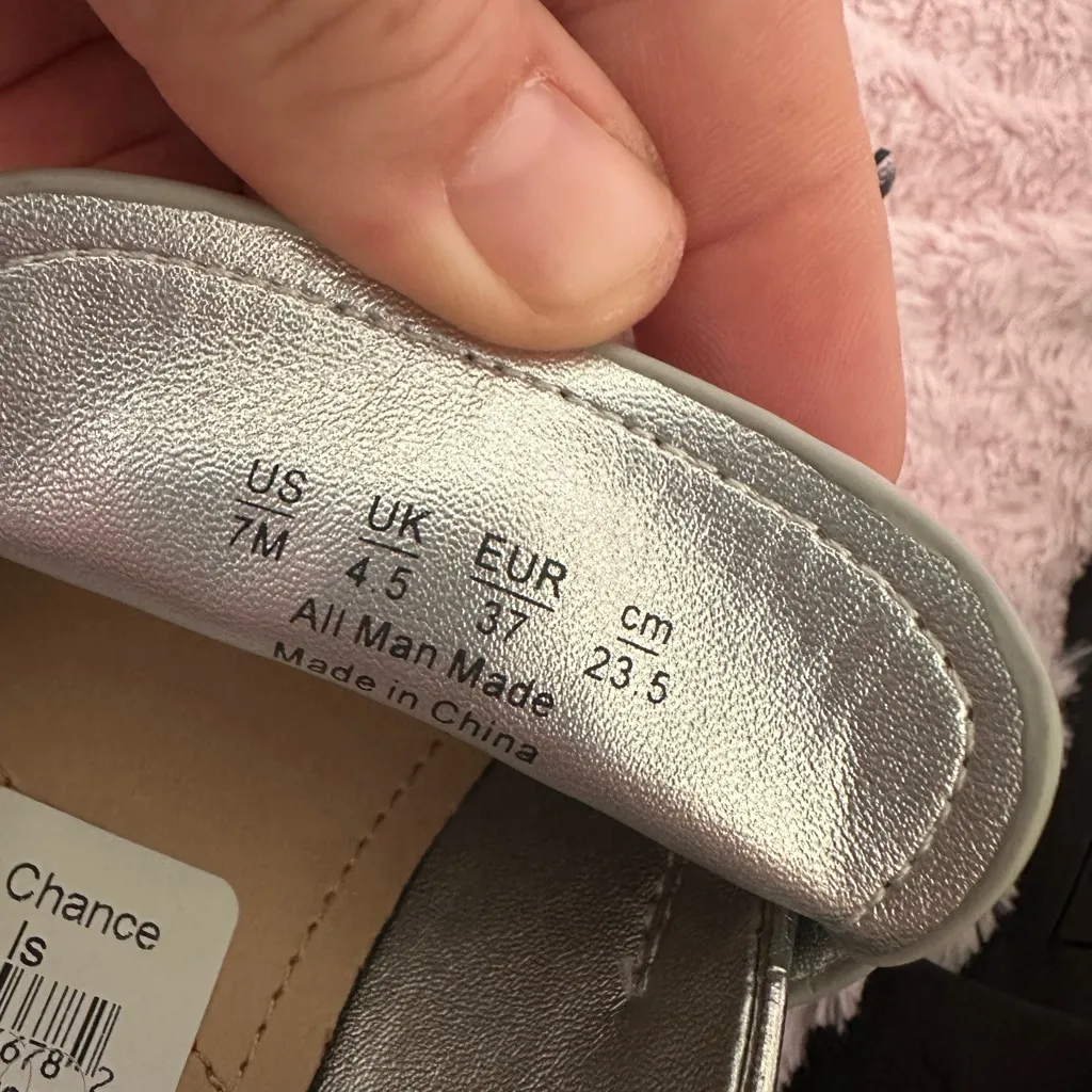 NEW Franco Sarto Lucia Slip On Metallic Silver Loafers Y2K Chunky 90s Slides 7M - Image 8