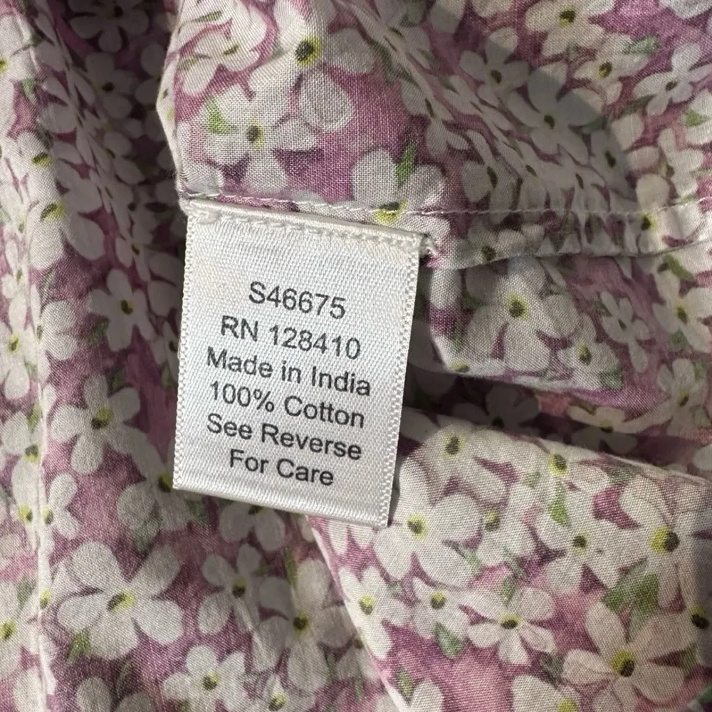 ANN MASHBURN Rosalina Peasant Top Blouse Pink Floral Tassel Shirt Sz S Small EUC - Image 8