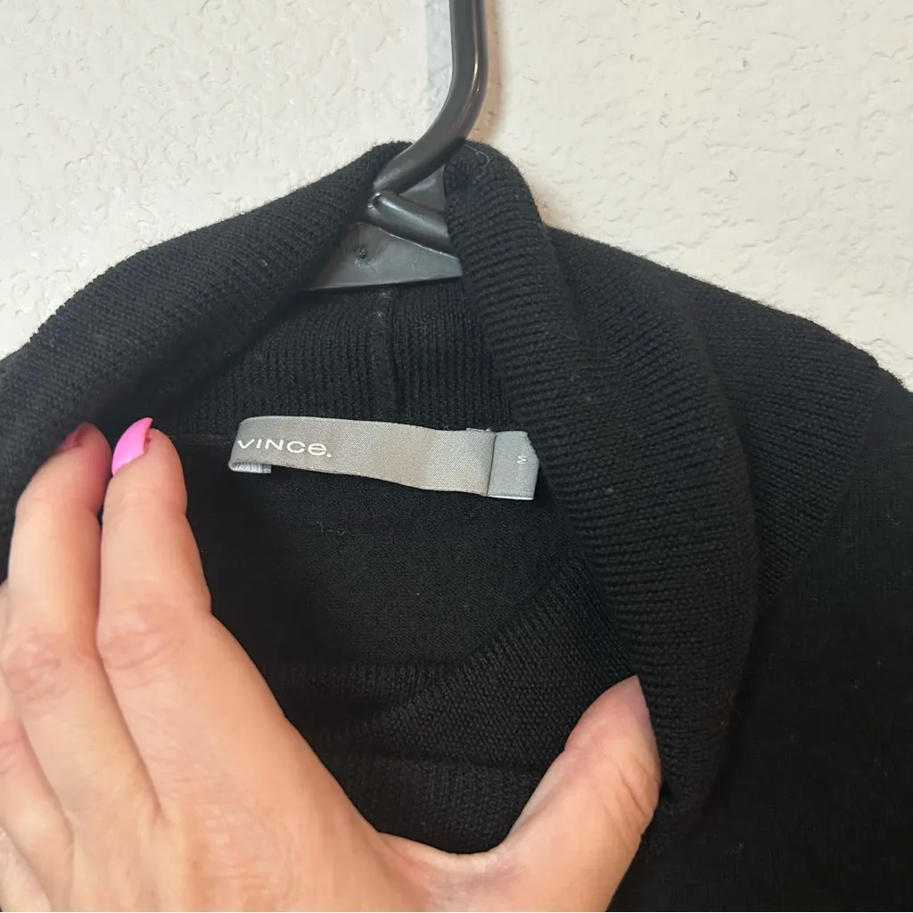 Vince 100% Merino Wool Split Shoulder Cut Out Turtleneck Sweater Black MEDIUM - Image 5