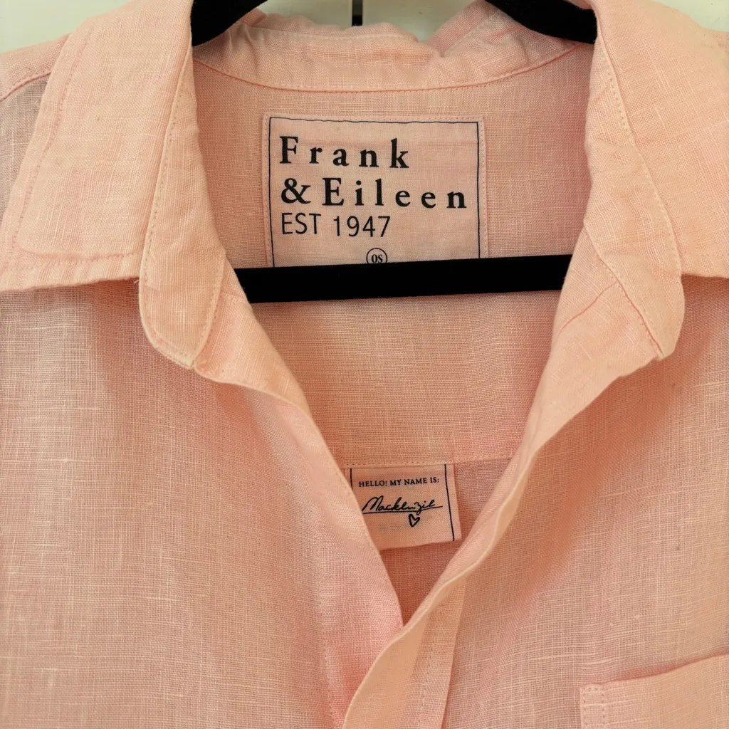 Frank & Eileen Mackenzie Peach Oversize Button Up Shirt Washed Linen One Size OS - Image 5