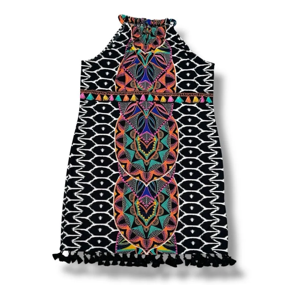 Trina Turk X INC Tribal Print Tassel Hem‎ Halter Dress Multicolor Medium - Image 13