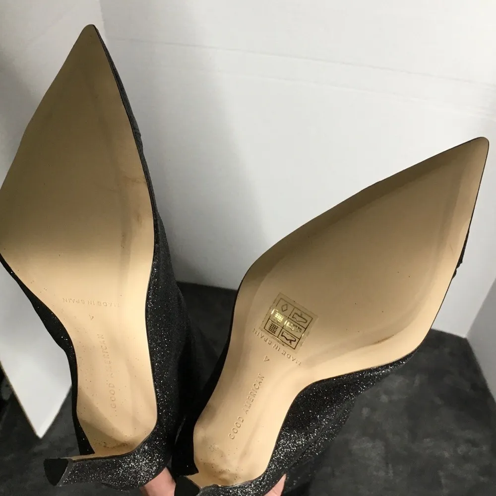 Good American Boots Women Sz 4 Blck Glitter Thigh‎ Kardashian GA173G-X $349 NIB - Image 10