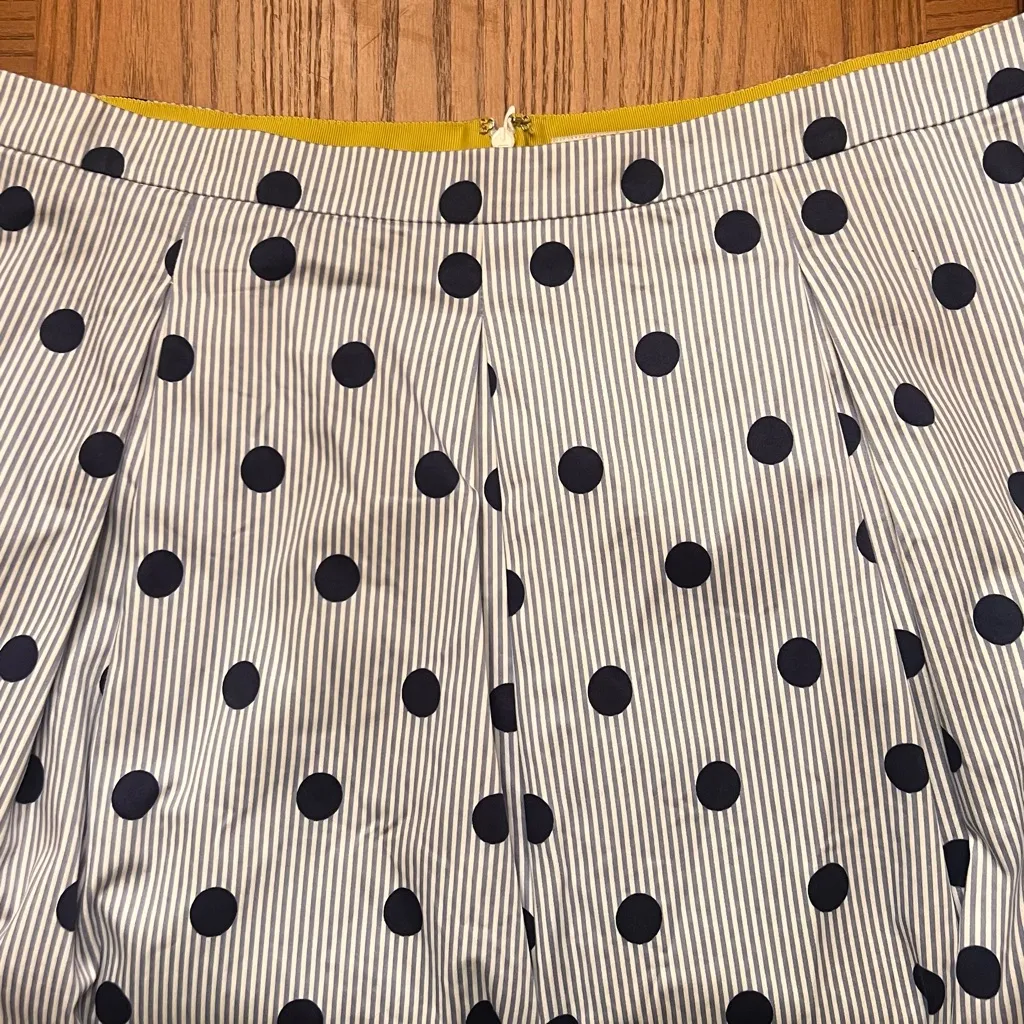 Boden Lola Hazy Sky Spot On Pleated Midi Skirt Blue White Stripe Polka Dot Sz 18 - Image 4