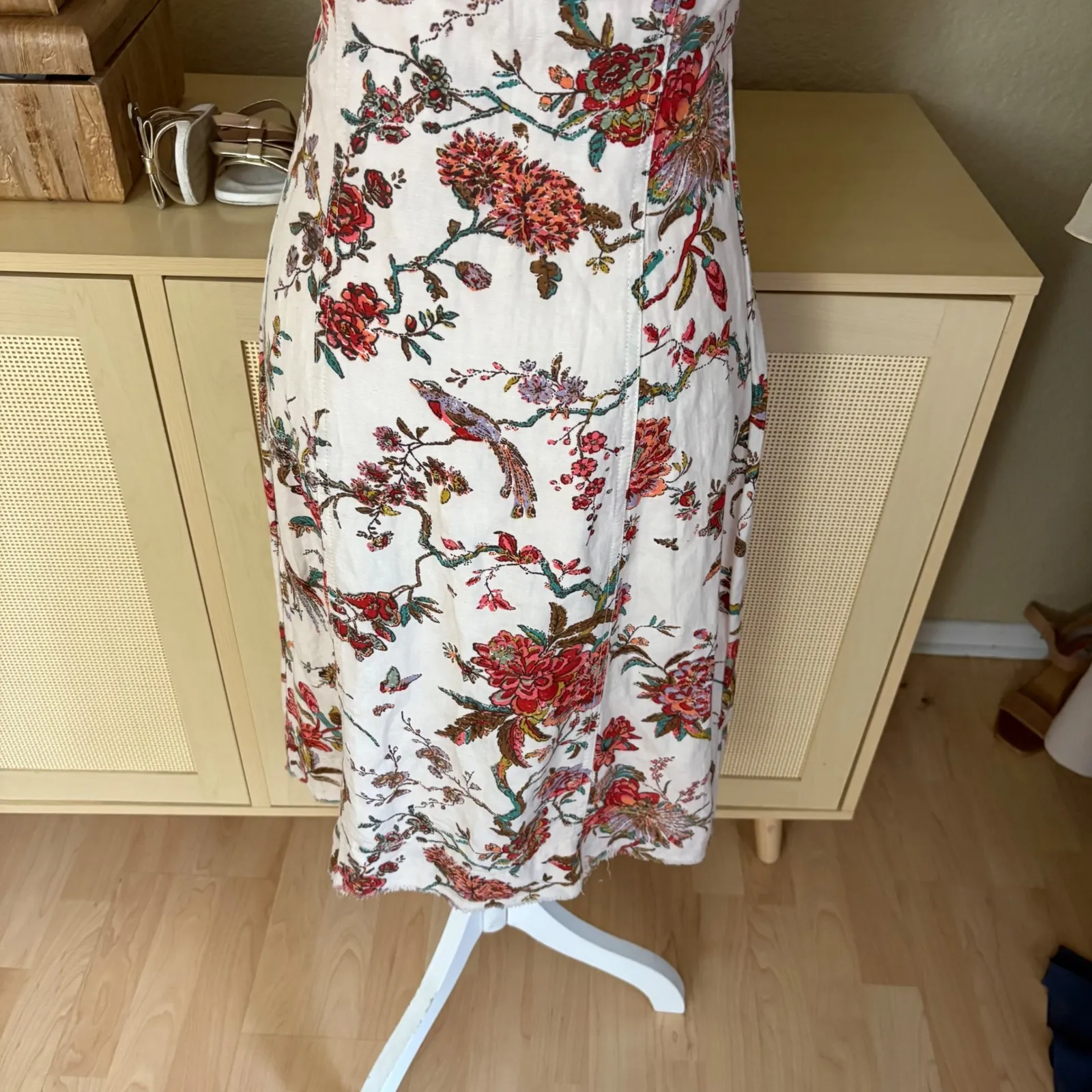 PILCRO Anthropologie Ruffle-Collar Buttondown Dress Midi Linen Blend Size 00P - Image 7