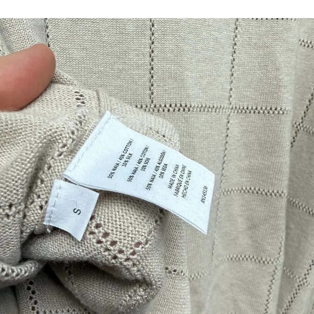 NAADAM Cotton Silk Grid Pointelle Sweater Sz. S - Image 7