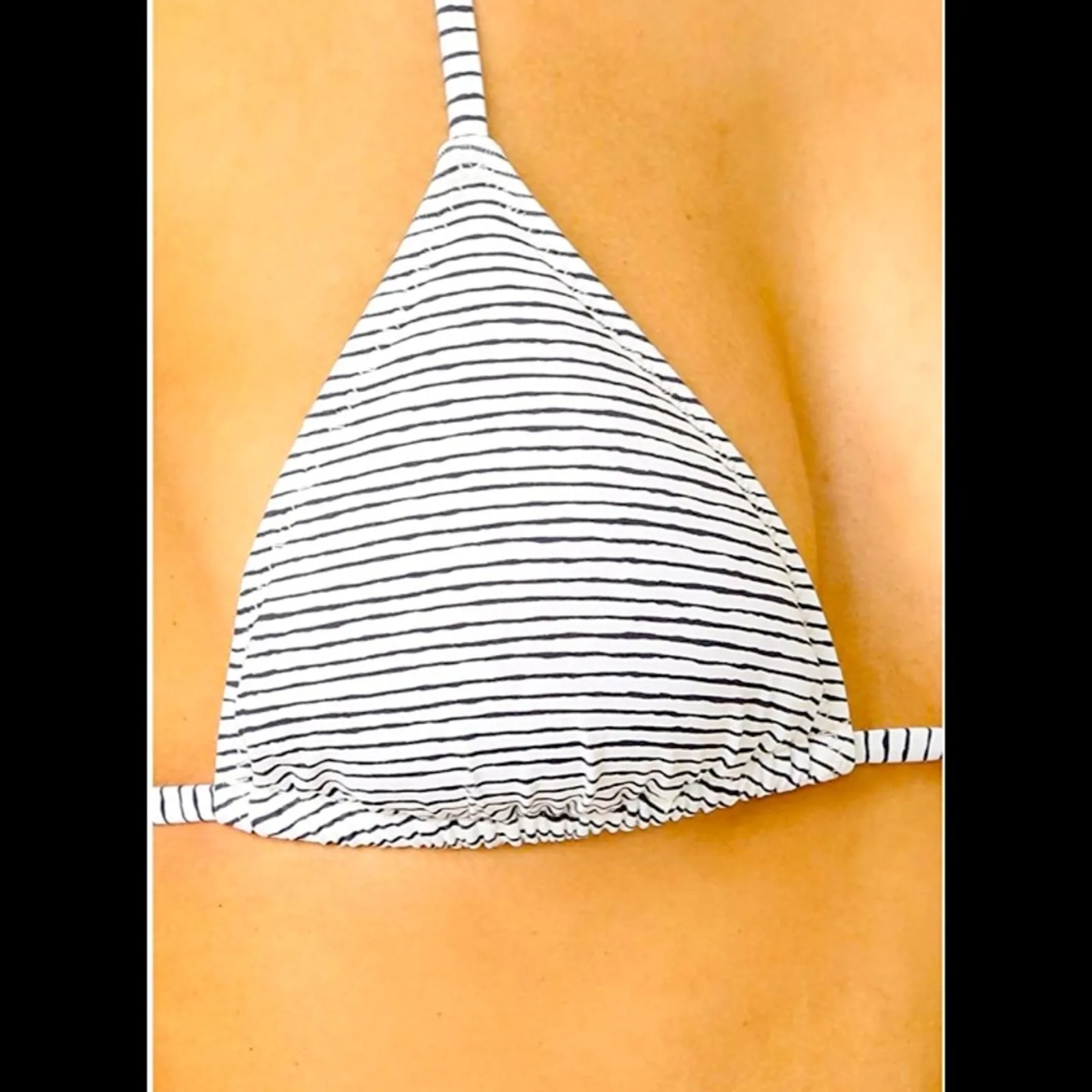 Eberjey Bikini Lines Gisele Blue Stripe Triangle Bikini Top NWT Small - Image 5