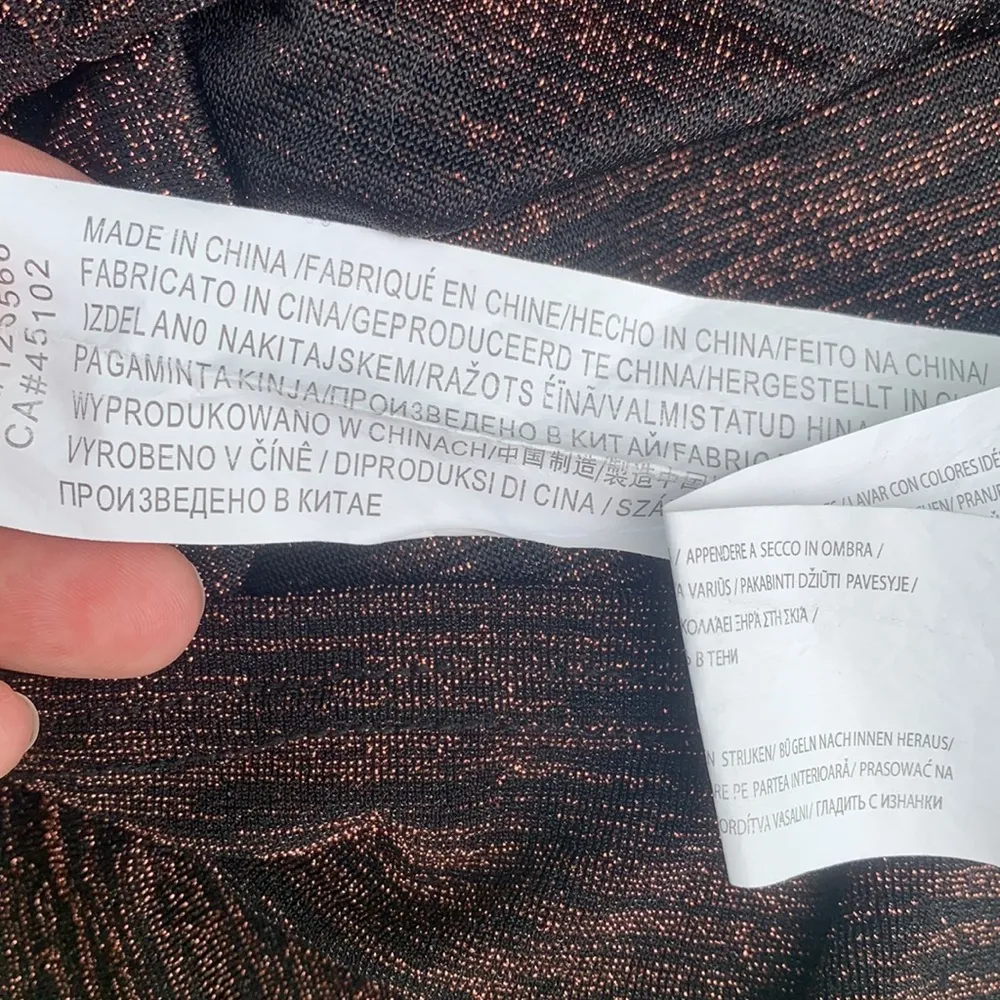 Minkpink Copper & Black Stretchy Dress Faux Wrap Front Size M - Image 4