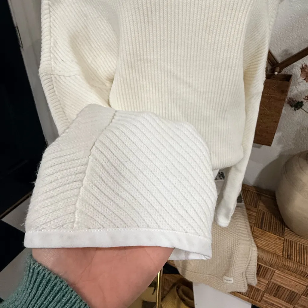 The Frankie Shop Off-the-Shoulder Cream Sweater with Black Trim - Image 3