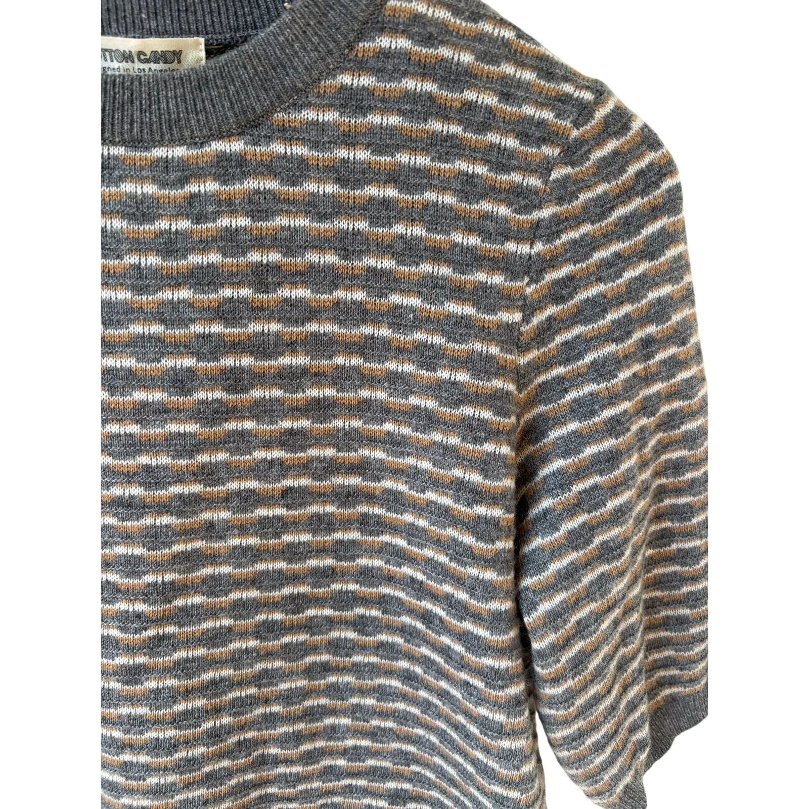 Cotton Candy Short Sleeve Crop Sweater Medium Gray - Image 2