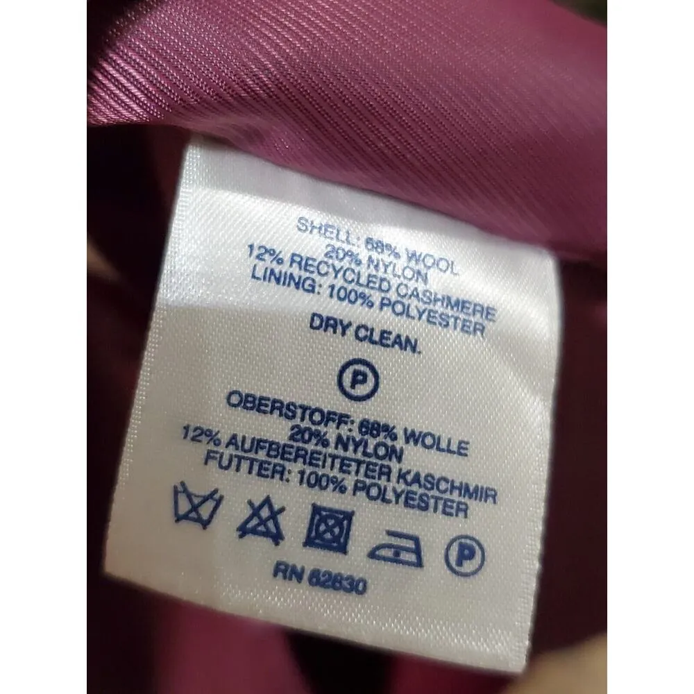 Land's End Women's Red Solid Wool Long Sleeve Collared Mid Length Coat Size 4 - Image 13