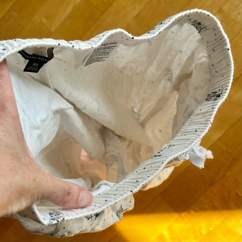 Banana Republic Wide Leg, Flannel, Tiger Lounge Pant, White, Black, Size XS - Image 7