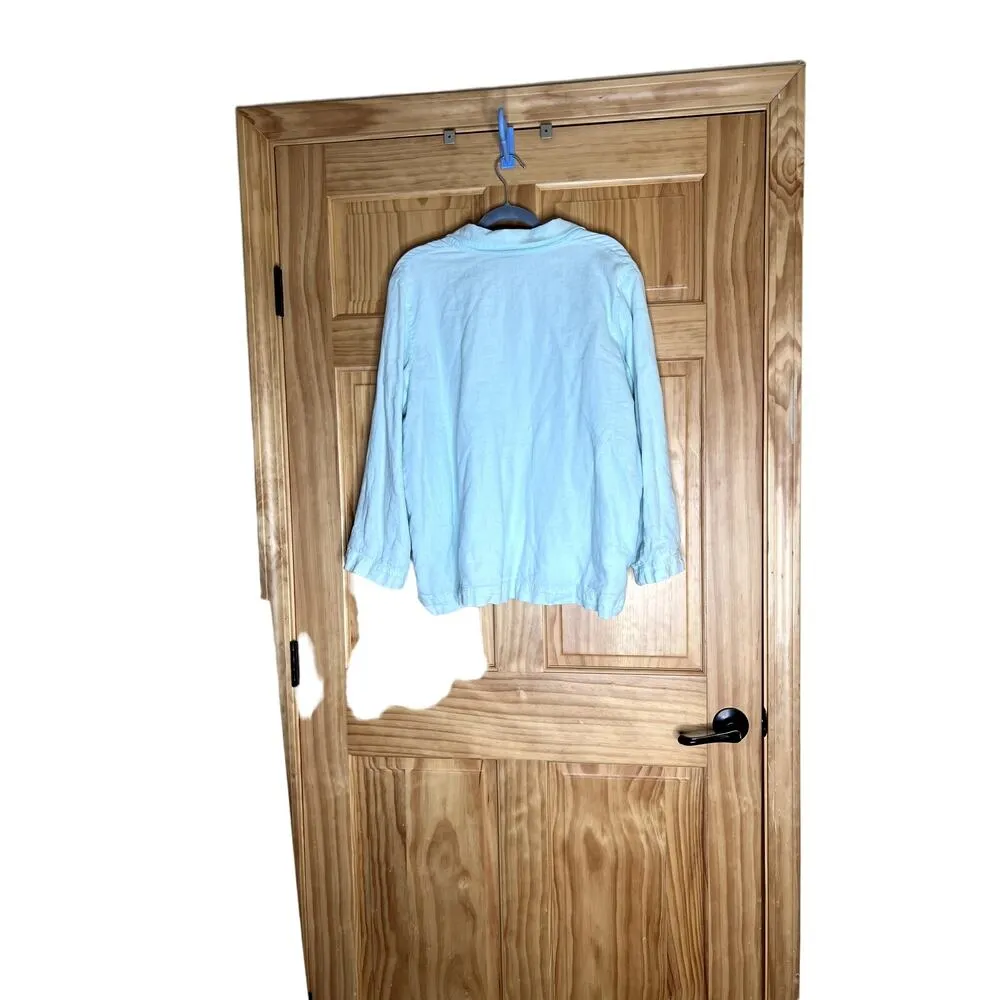 J.Jill womens size large shirt 100% linen popover tunic with cotton lining blue - Image 3