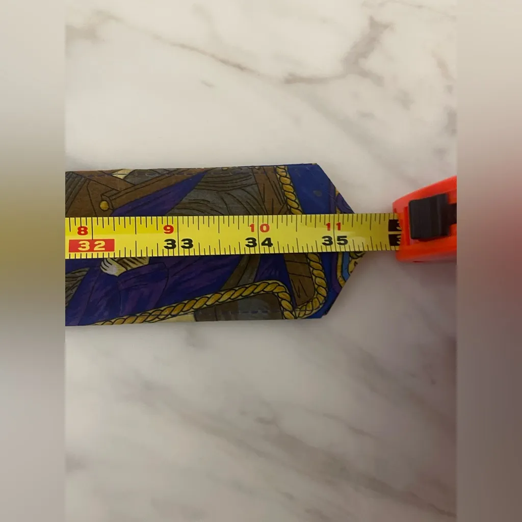 Vintage Multicolor Braided Waist Belt Ornate Gold Buckle Jester Print 80s 90s Blue - Image 11